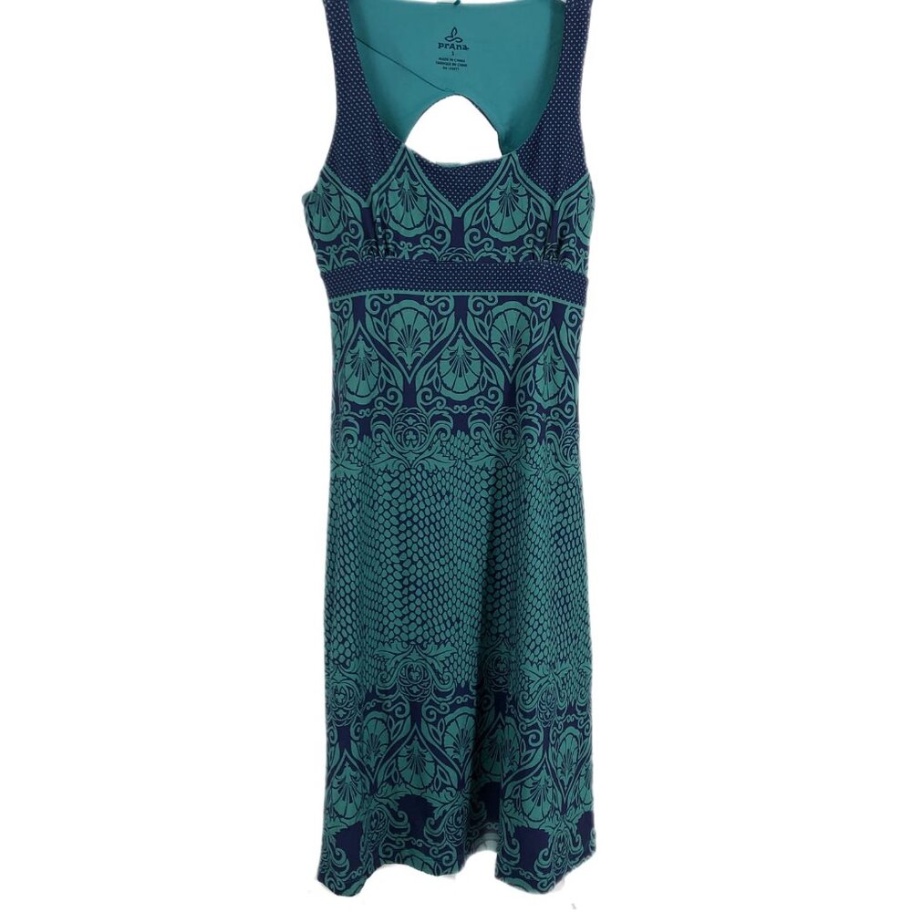 Prana Blue/Green Pattern Workout Dress | Padded Bra Attached